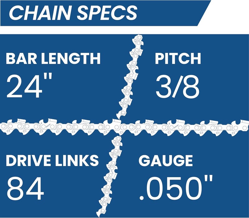Zentop Carbide Chainsaw Chain 24 Inch, 050" Gauge, 3/8" Pitch, 84 Drive Links, Fits Husqvarna H80-84, 460 Rancher and More, 1 Pack - Image 5